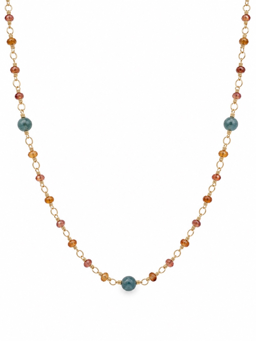 ALN7 Orange Padparadscha and Kyanite Necklace